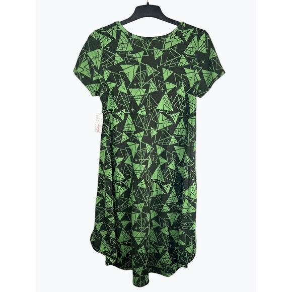 Lularoe Carly Geometric Print Green & Black Short Sleeve Dress Small - Picture 2 of 14